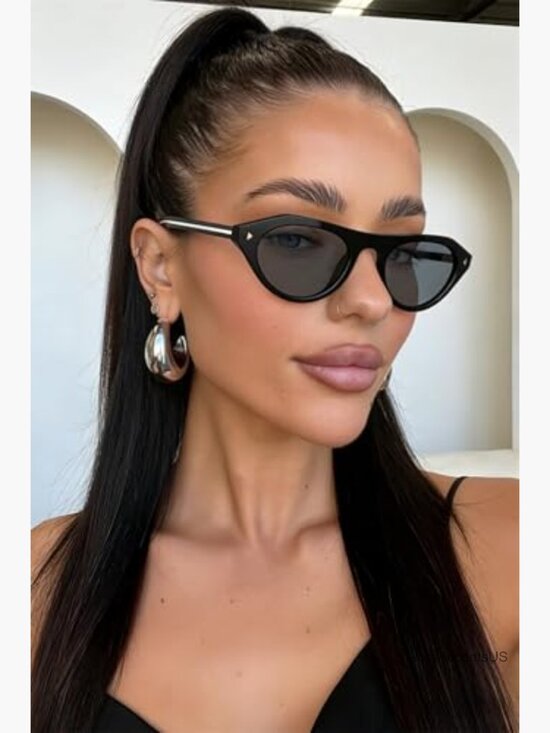 Vintage Oval Cat Eye Sunglasses Narrow Frame UV400 Protection for Women main image 6